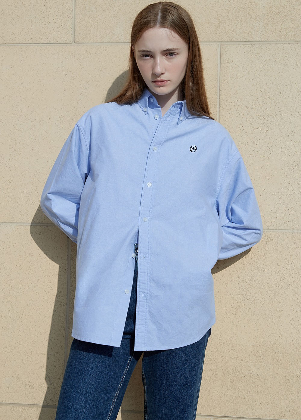 EMBROIDERY OXFORD SHIRT sky blue