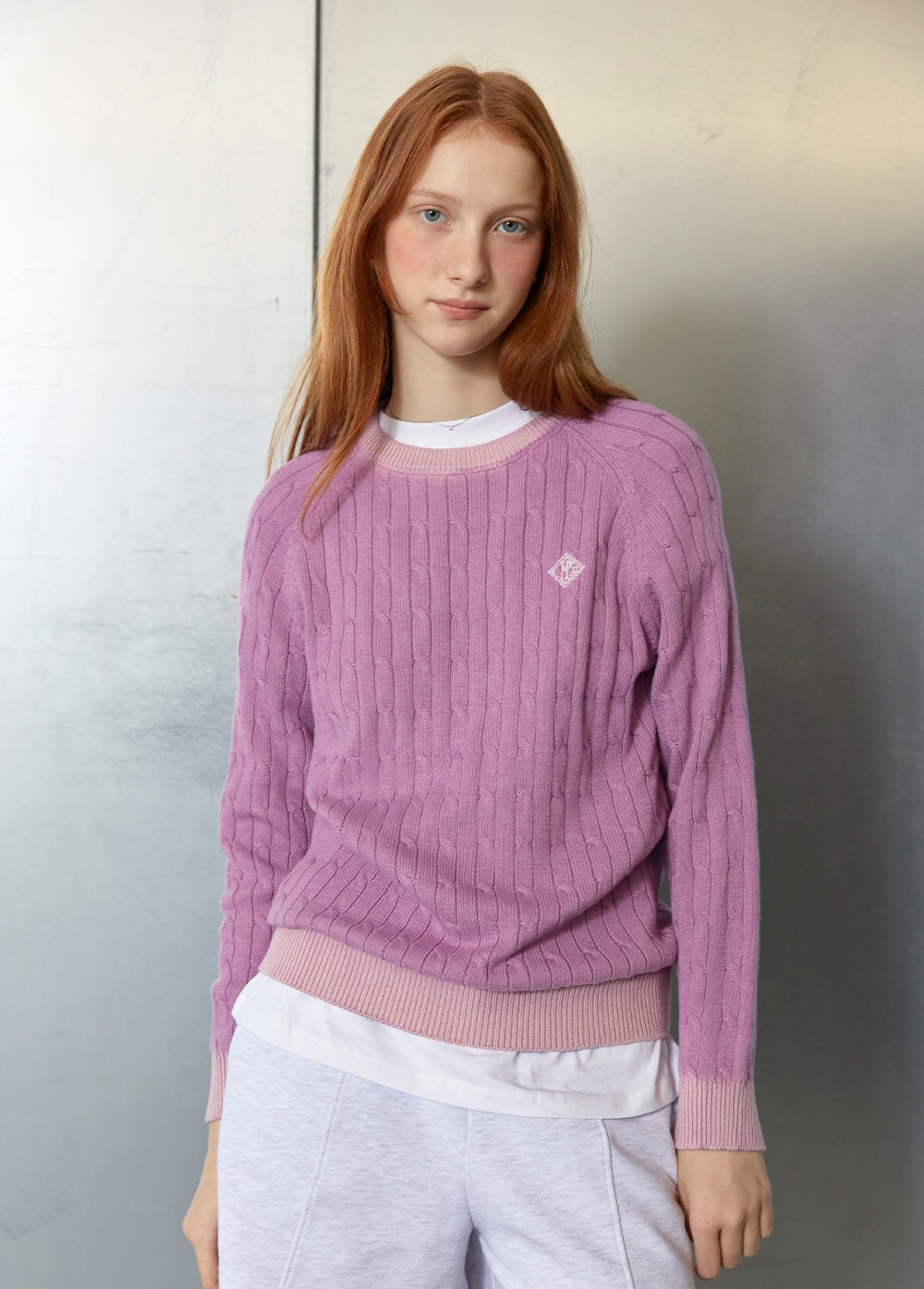 CABLE KNIT PULLOVER light purple