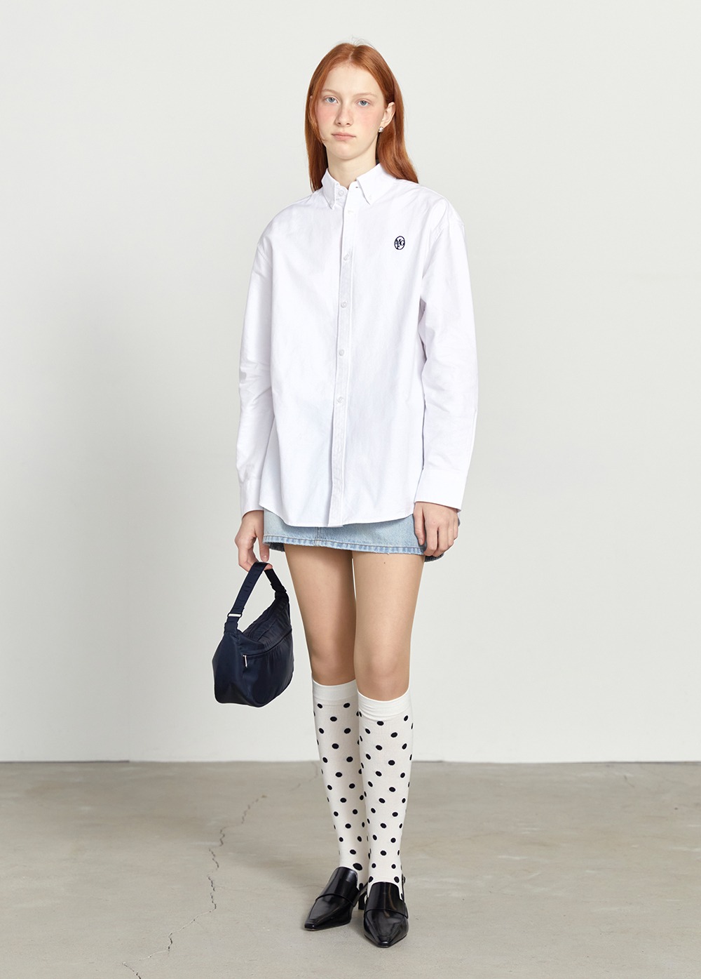 EMBROIDERY OXFORD SHIRT white