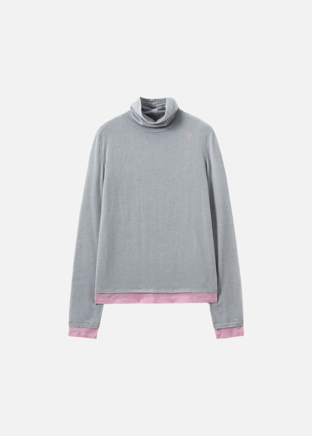 W LAYERED POINT TURTLE NECK LONG SLEEVE light gray