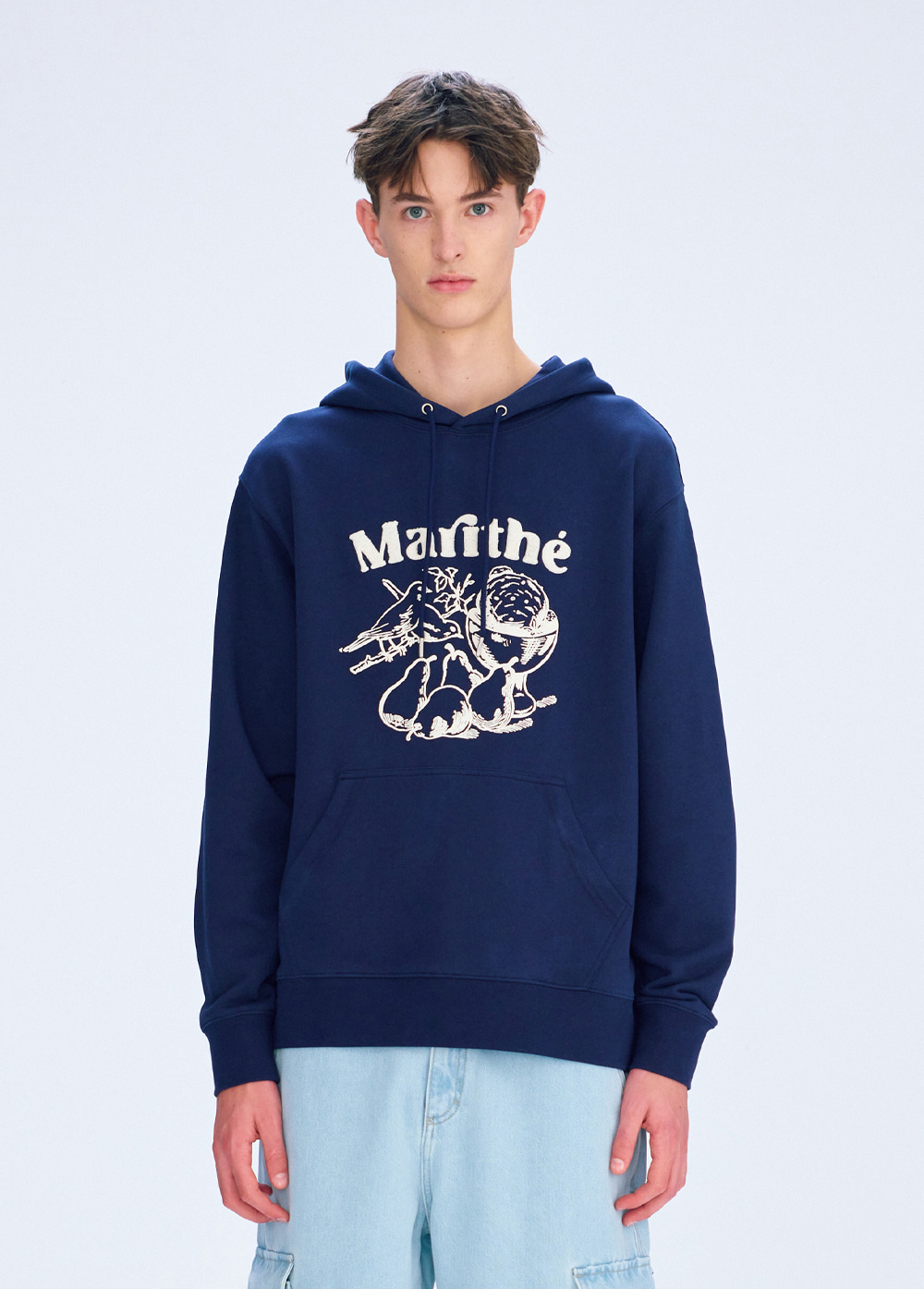 BOUCLE EMBROIDERY GRAPHIC HOODIE navy